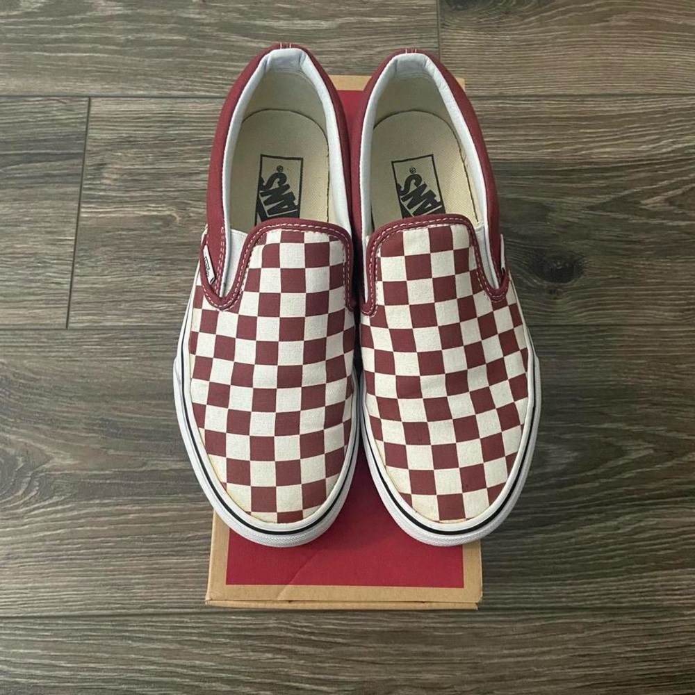 Checkered slip on vans